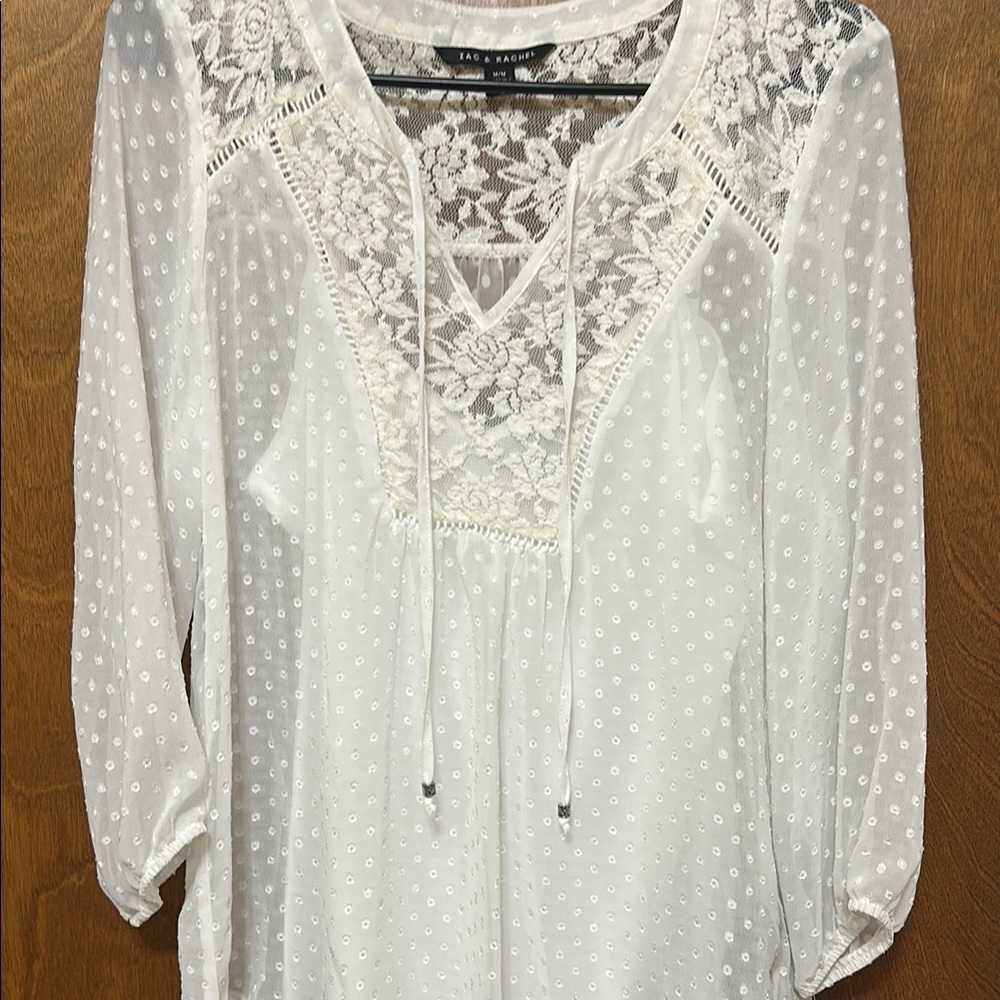 Zara White Lace Detail Women's Top